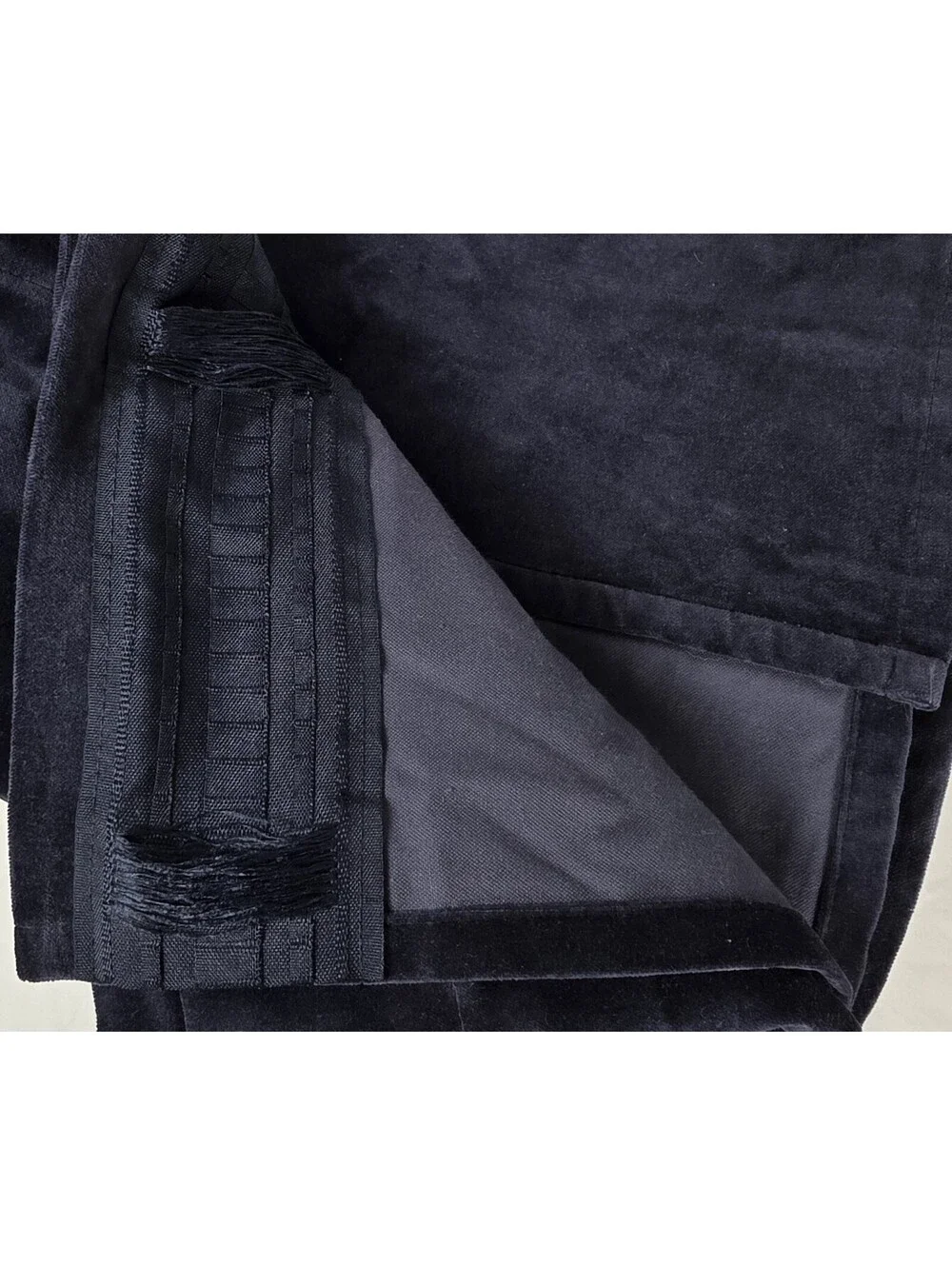 IKEA Sanela Navy Blue Velvet Curtain Panels Set of 2, Darkening 55” x 98